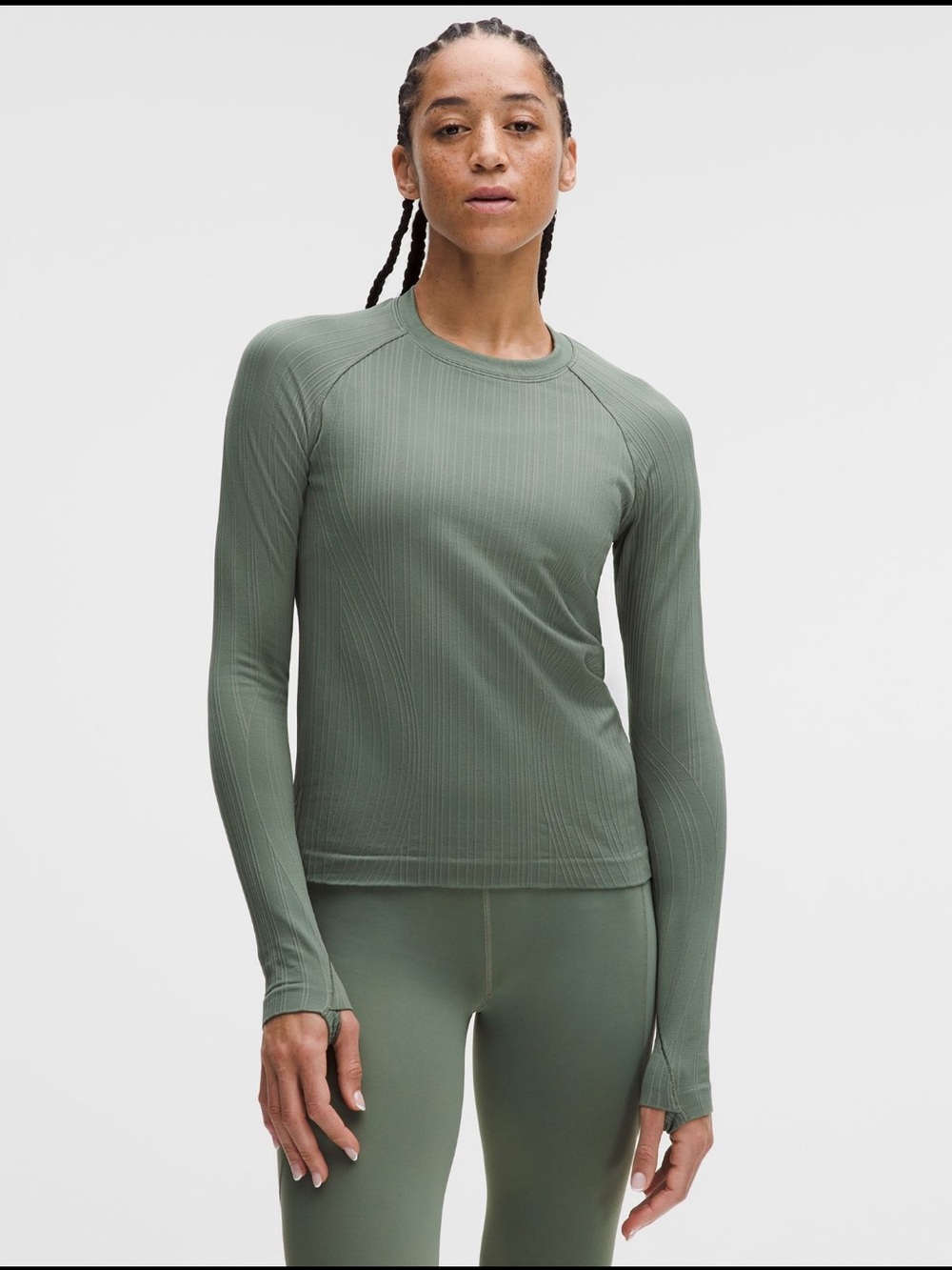 Lululemon Long Sleeve Active Crew Neck Top - Olive Green
